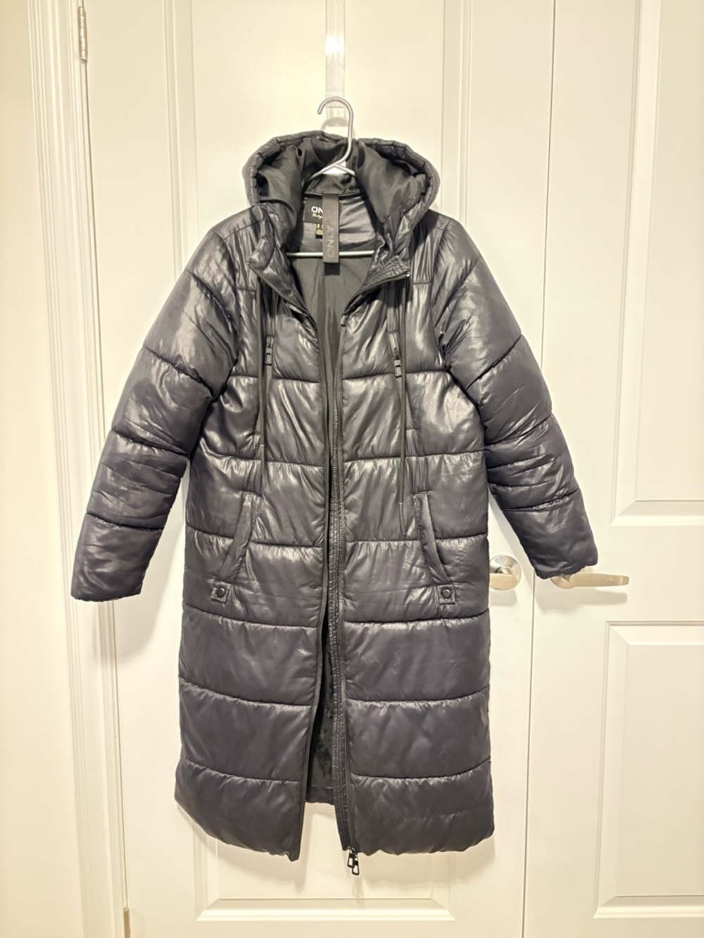 ONLY-  Long Black Puffer Coat with Hood- Great condition!!! Size XS also fits S!
